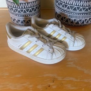 Addidas Toddler Gold White Sneakers